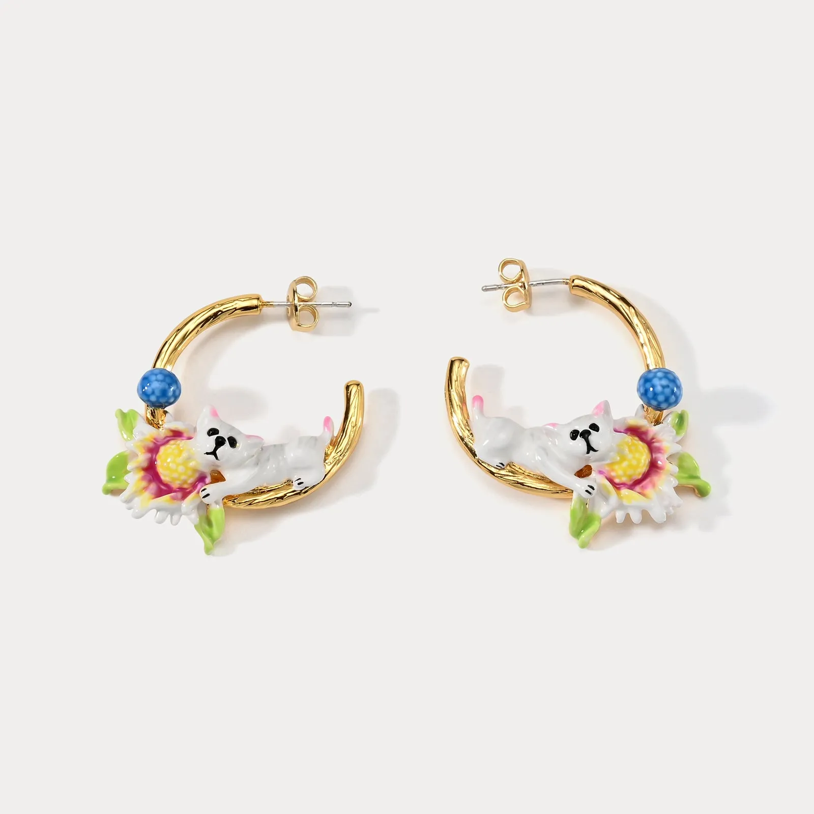 Daisy Dog C-shaped Earrings sold by Selenichast