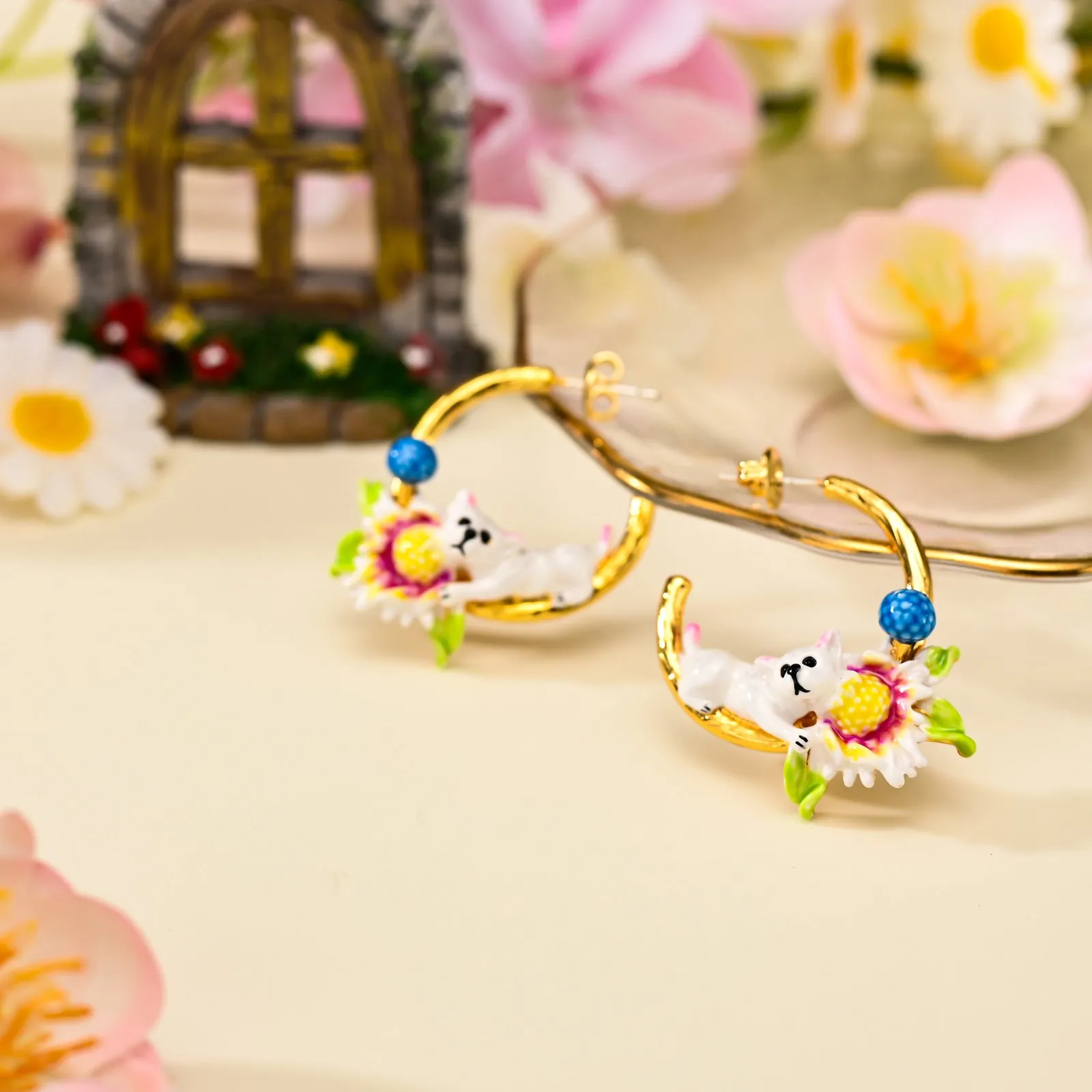 Daisy Dog C-shaped Earrings sold by Selenichast product image thumbnail 2