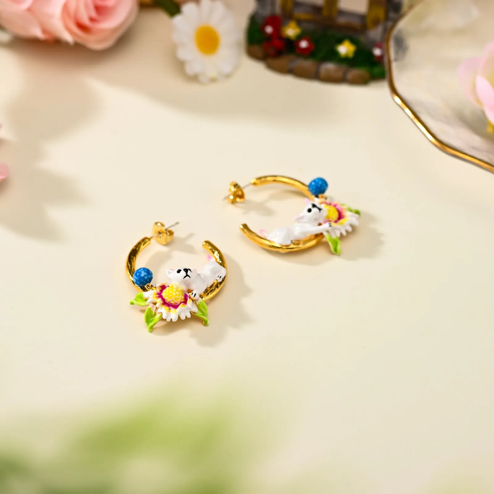 Daisy Dog C-shaped Earrings sold by Selenichast product image thumbnail 3