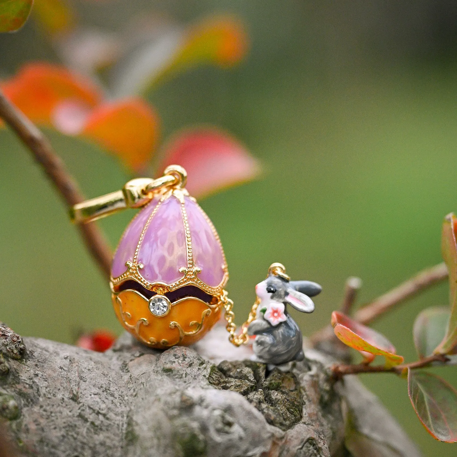 Rabbit Easter Egg Locket Necklace sold by Selenichast product image thumbnail 3