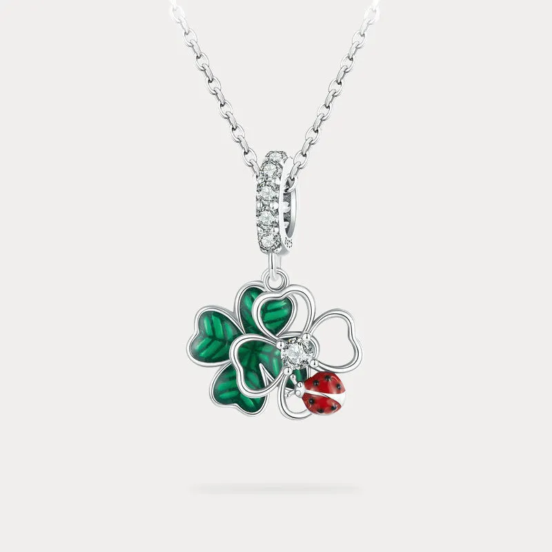 Four Leaf Clover Ladybug Necklace sold by Selenichast