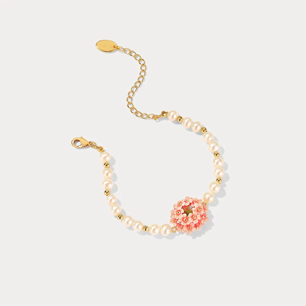 Pink Verbena Pearl Bracelet sold by Selenichast product image thumbnail 2