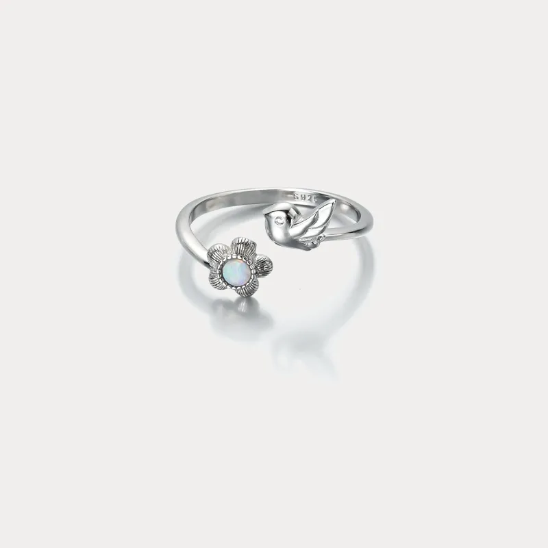 Bird and Flower Opal Ring sold by Selenichast