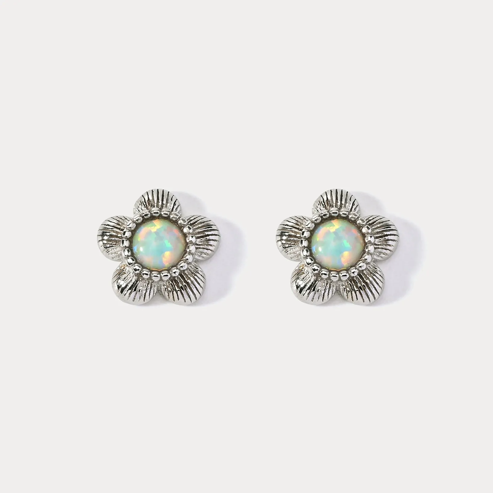 Flower Opal Stud Earrings sold by Selenichast