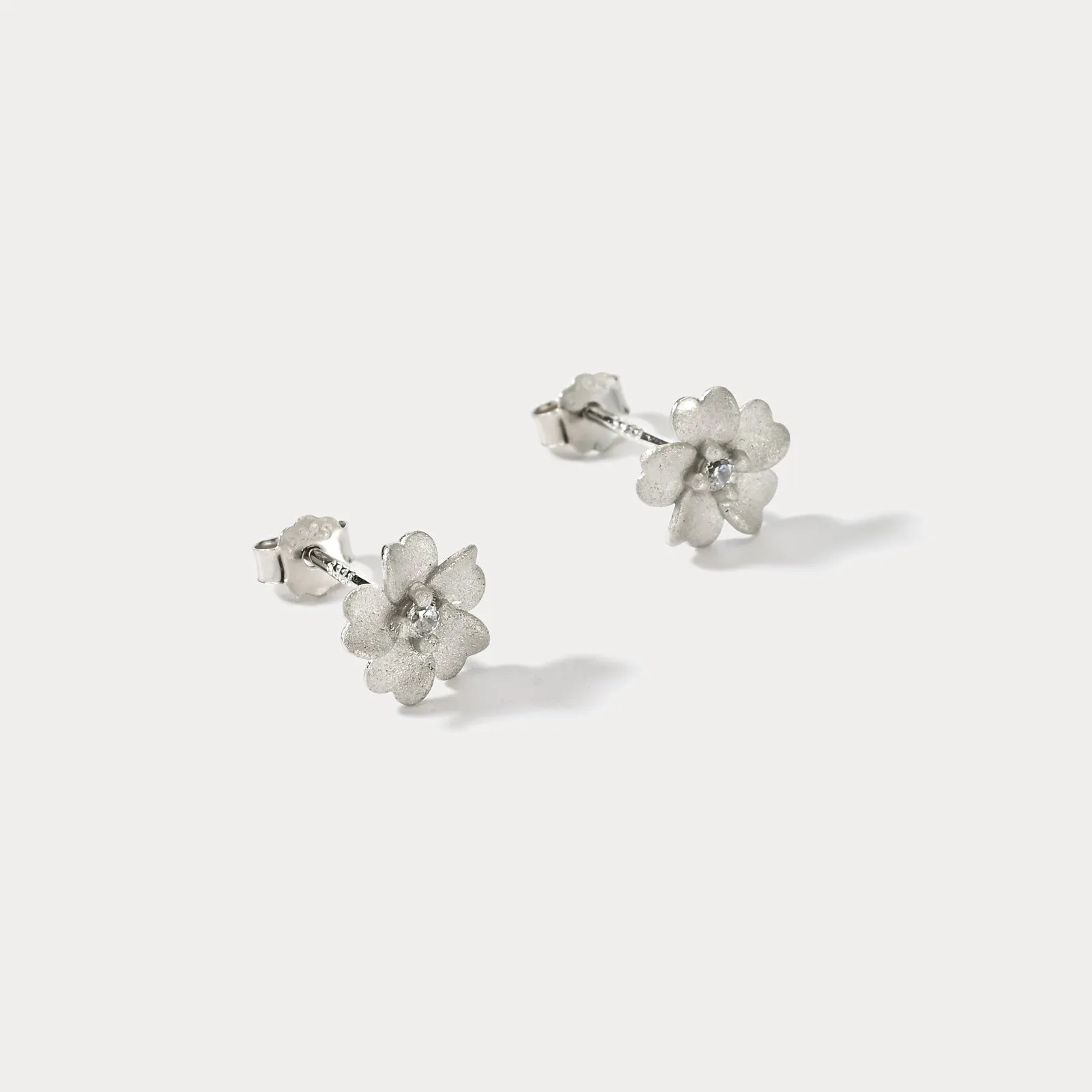 Silver Flower Stud Earrings sold by Selenichast product image thumbnail 4