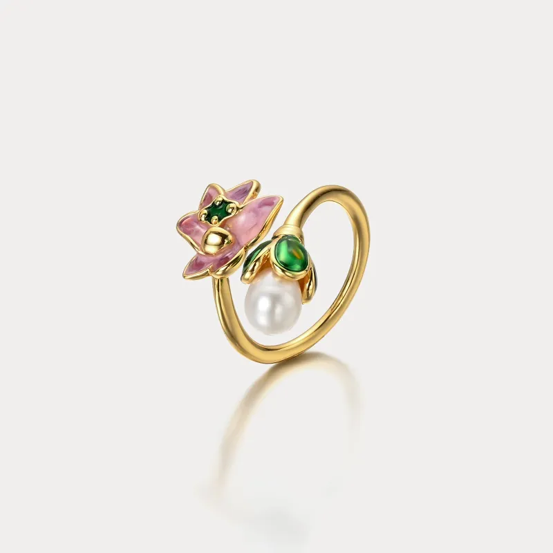 Flower Pearl Oil Painting Ring sold by Selenichast