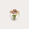 Flower Pearl Oil Painting Ring sold by Selenichast
