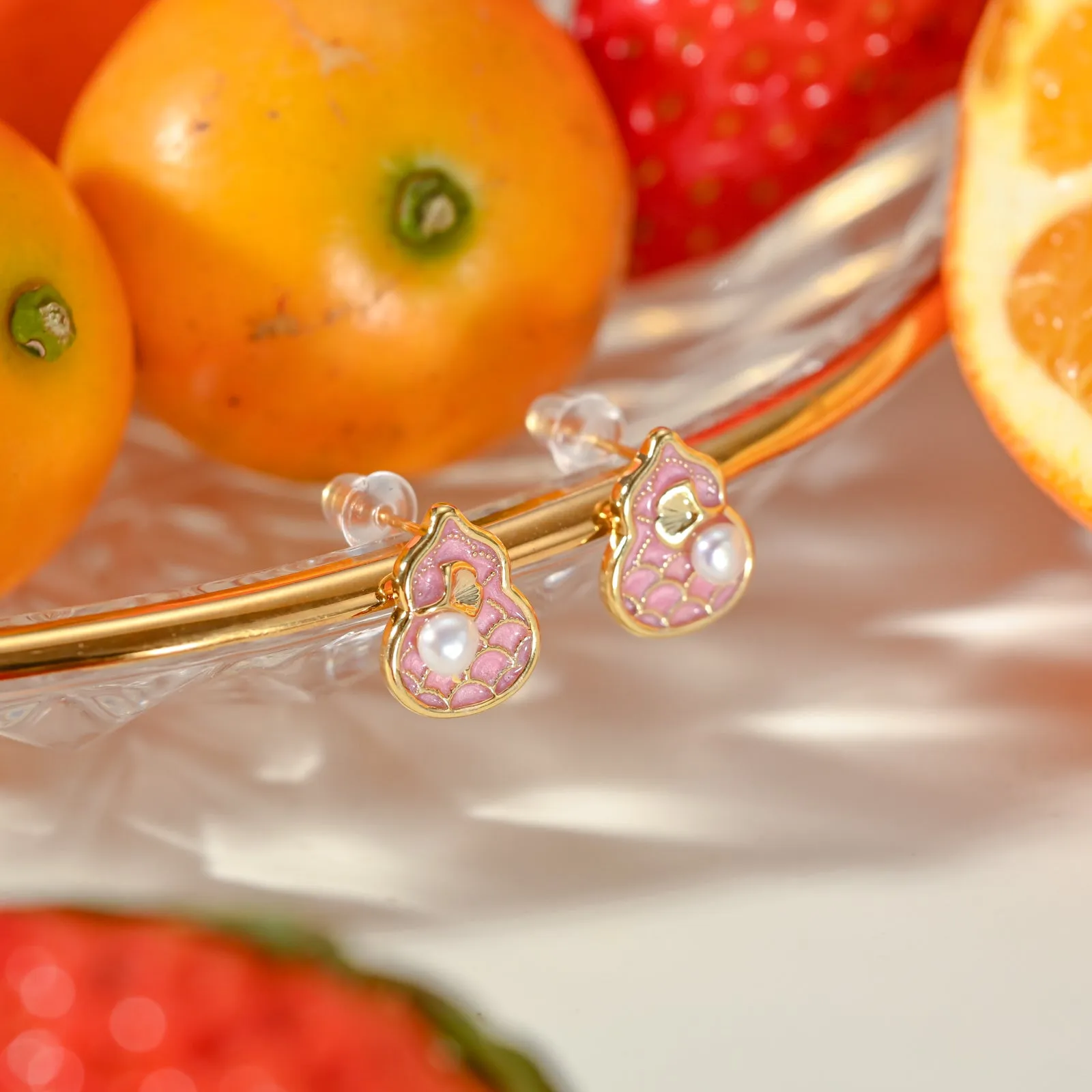 Pink Gourd Earrings sold by Selenichast product image thumbnail 3