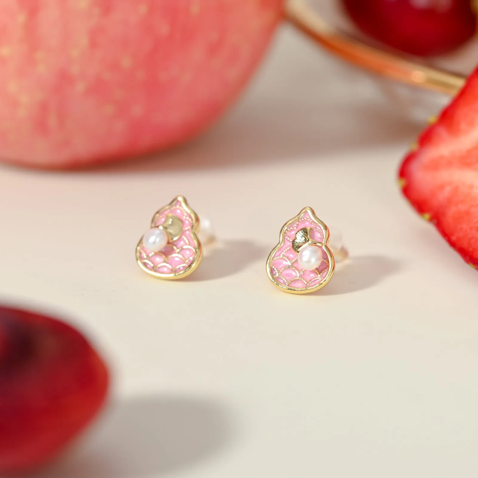 Pink Gourd Earrings sold by Selenichast product image thumbnail 2