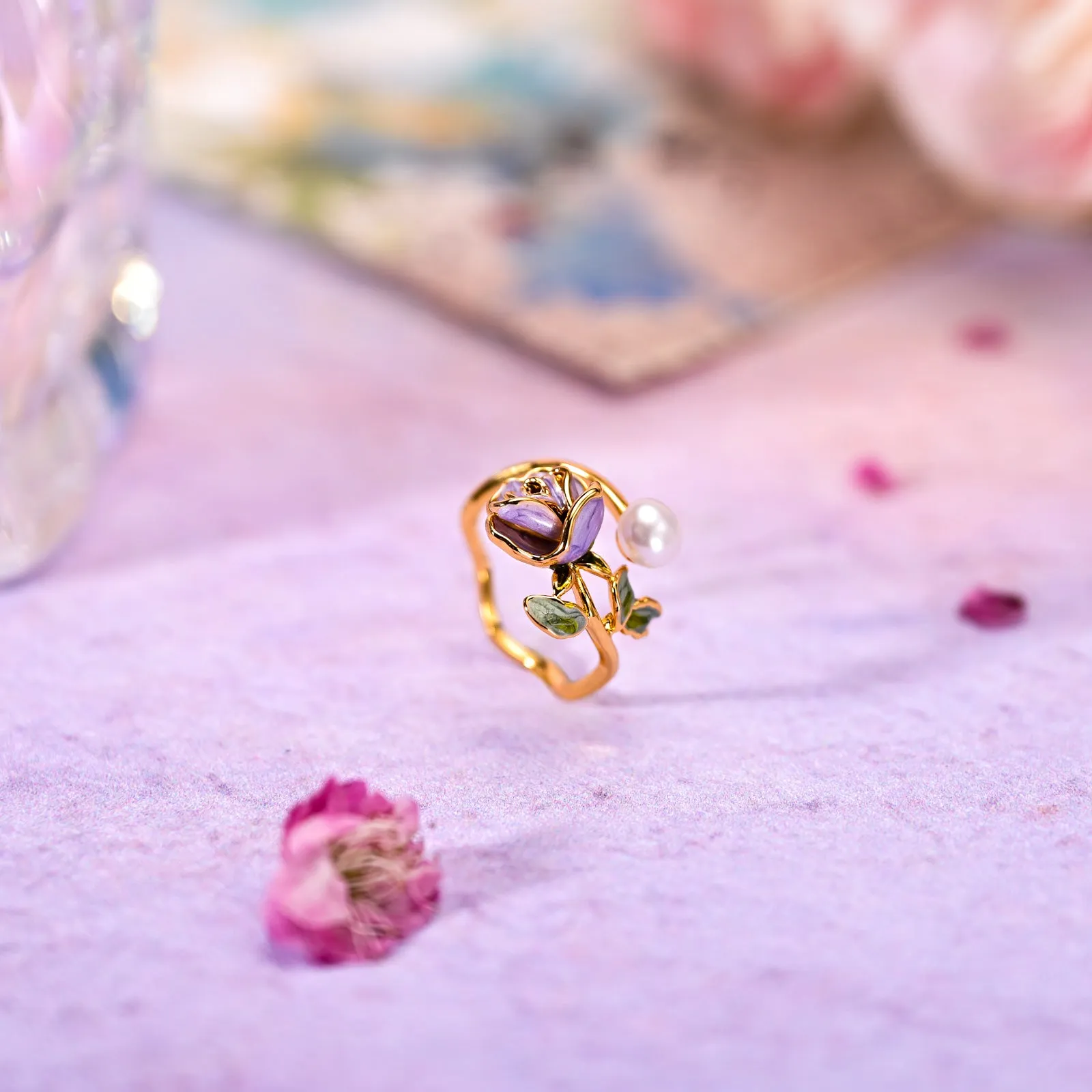 Oil Painting Flower Pearl Ring sold by Selenichast product image thumbnail 2