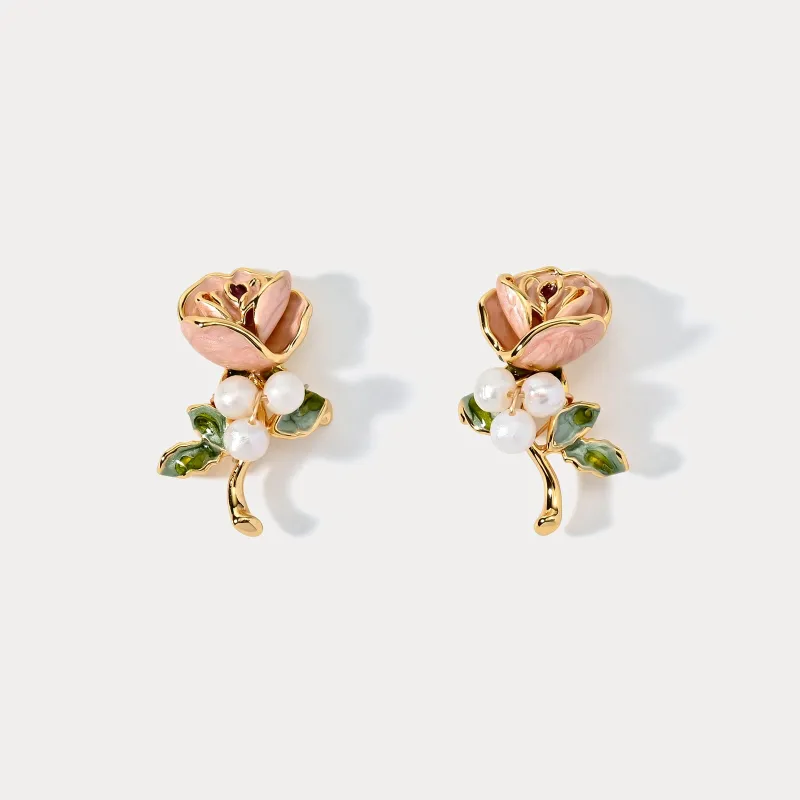 Oil Painting Rose Earrings sold by Selenichast