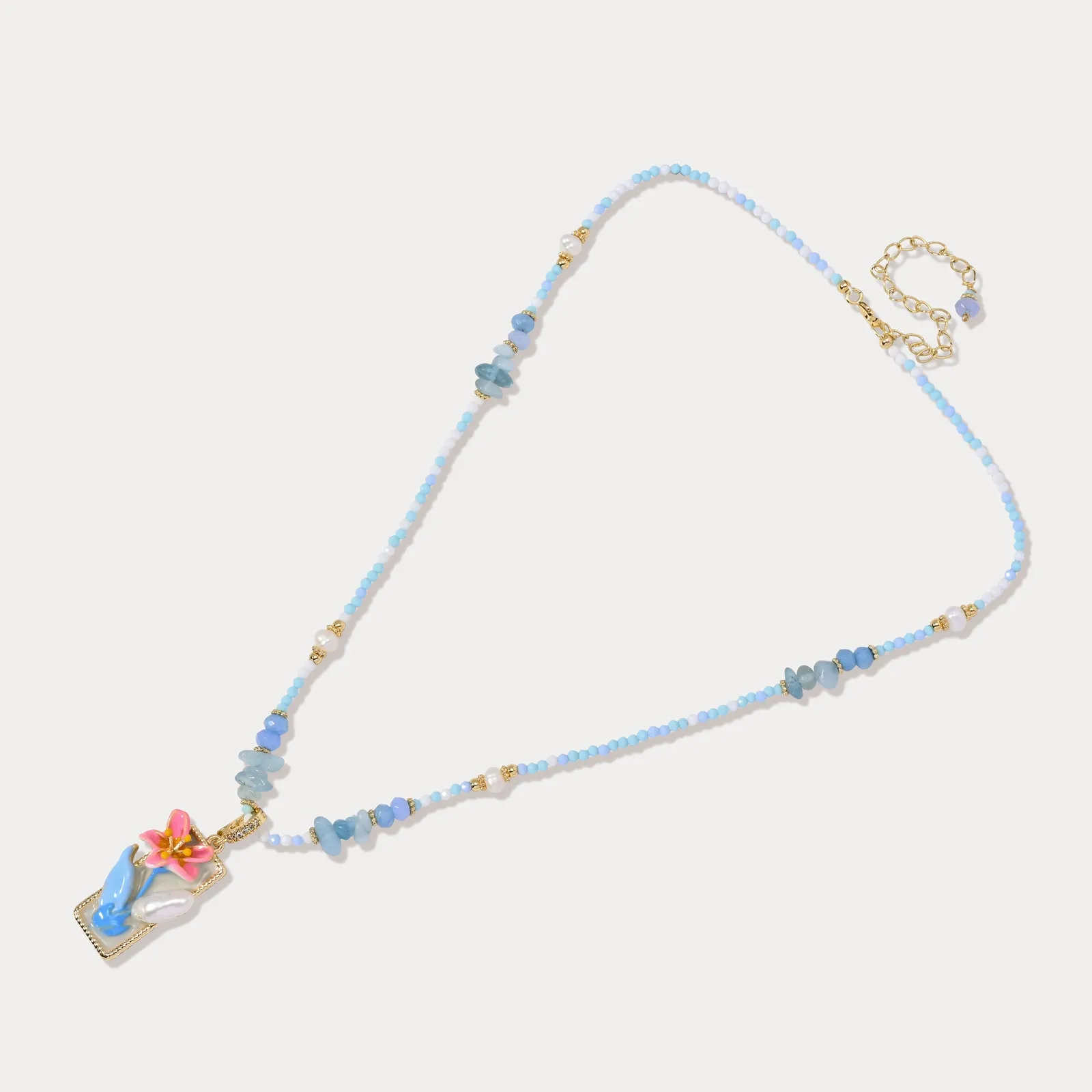 Oil Painting Flower Bead Necklace sold by Selenichast product image thumbnail 4