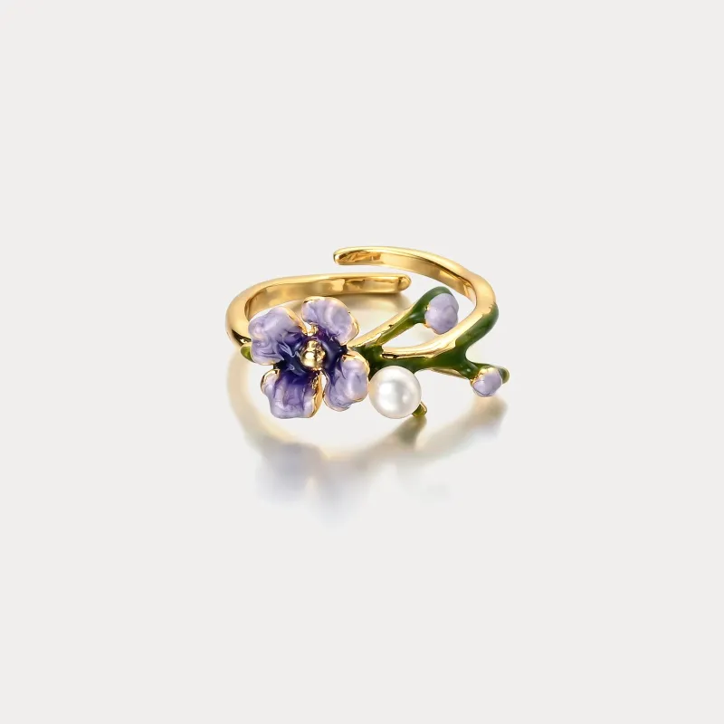 Oil Painting Purple Flower Ring sold by Selenichast