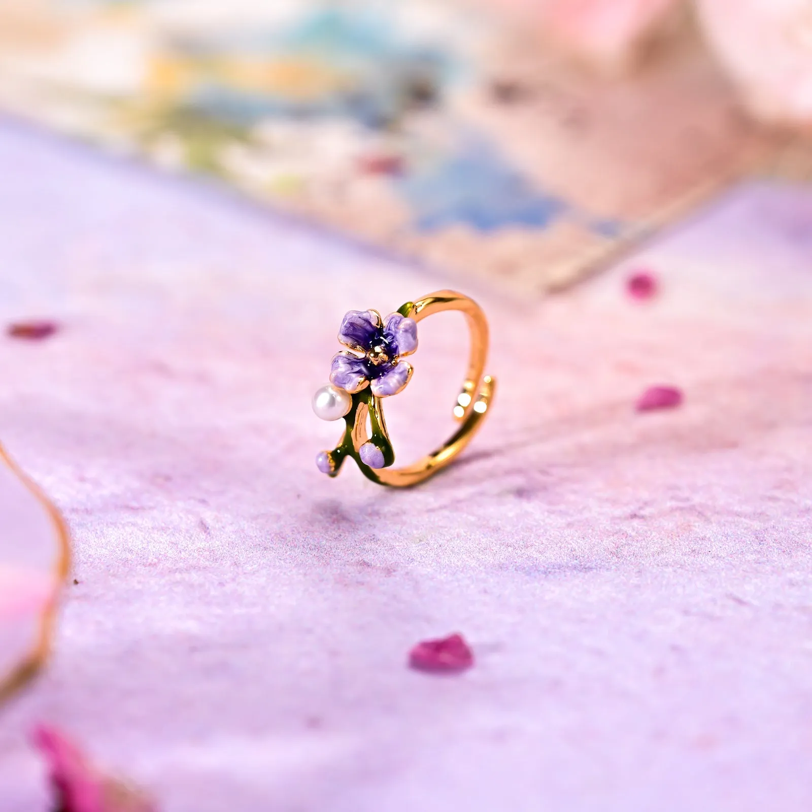 Oil Painting Purple Flower Ring sold by Selenichast product image thumbnail 3