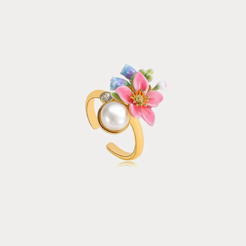 Tropical Flower Pearl Ring sold by Selenichast