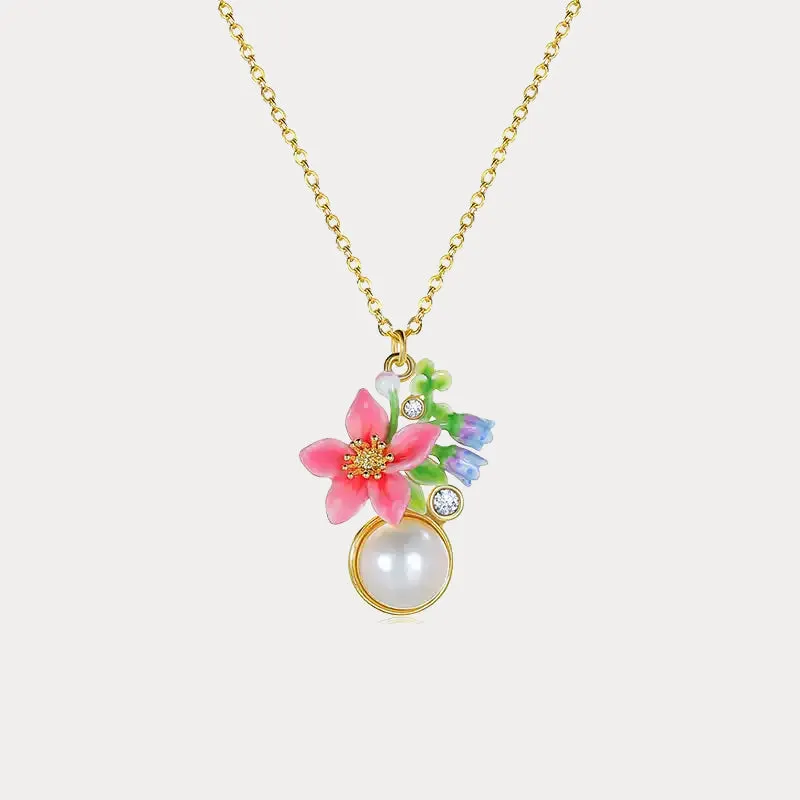 Tropical Flower Pearl Necklace sold by Selenichast