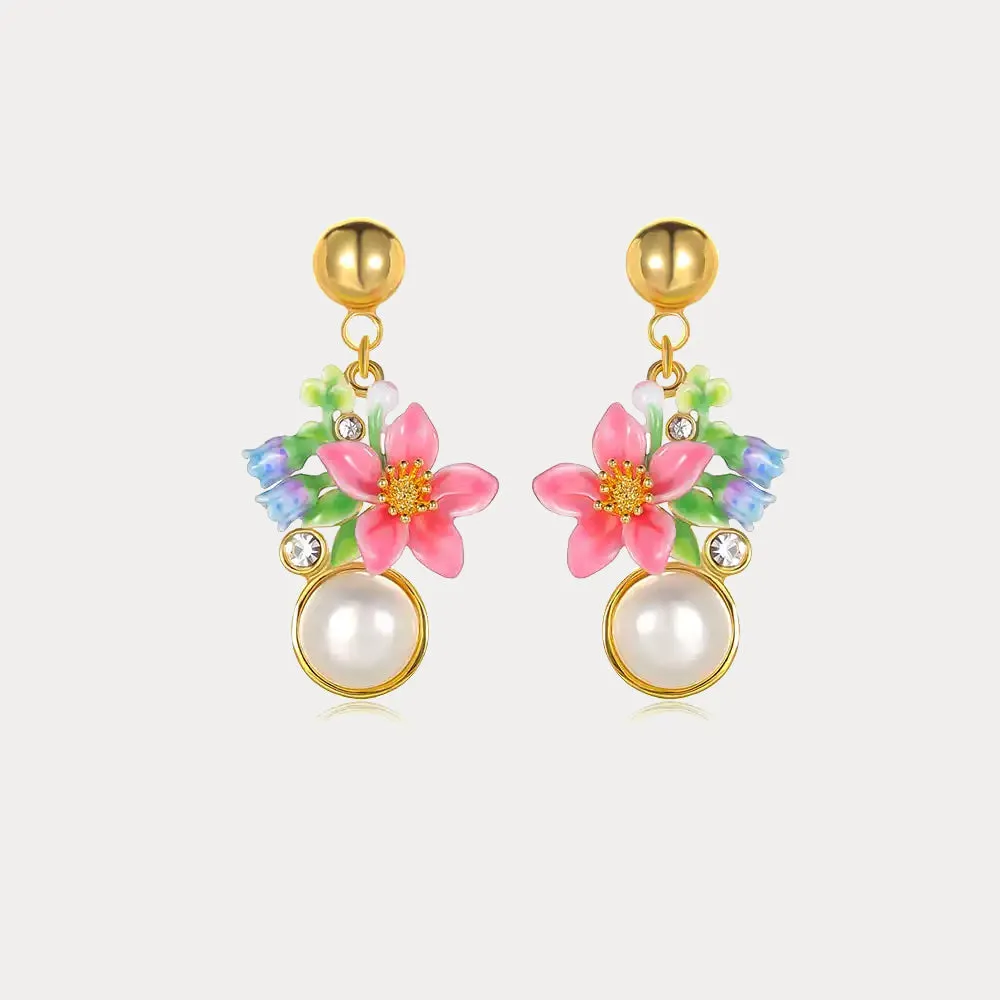 Tropical Flower Pearl Earrings sold by Selenichast