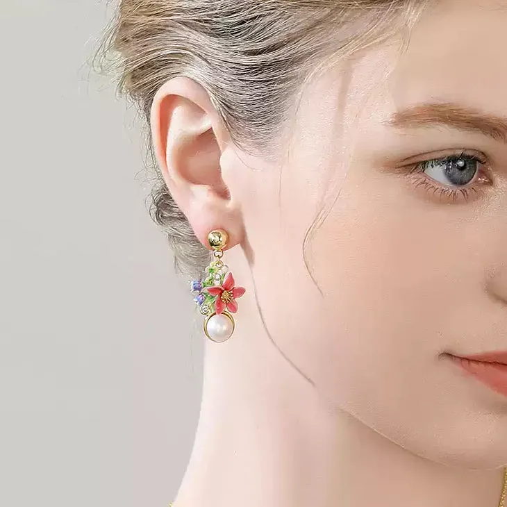 Tropical Flower Pearl Earrings sold by Selenichast product image thumbnail 4