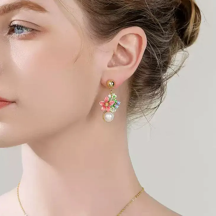 Tropical Flower Pearl Earrings sold by Selenichast product image thumbnail 5