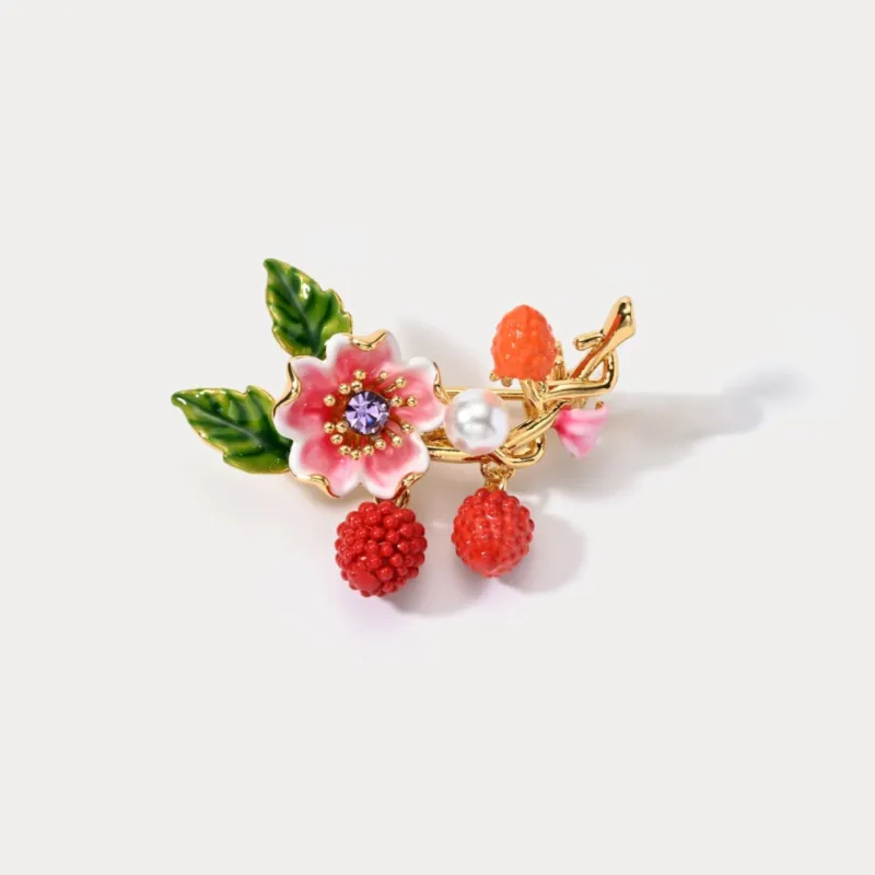 Raspberry Flower Brooch sold by Selenichast