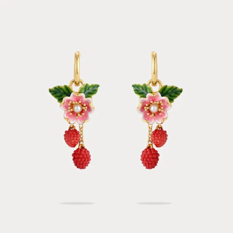 Raspberry Flower Earrings sold by Selenichast