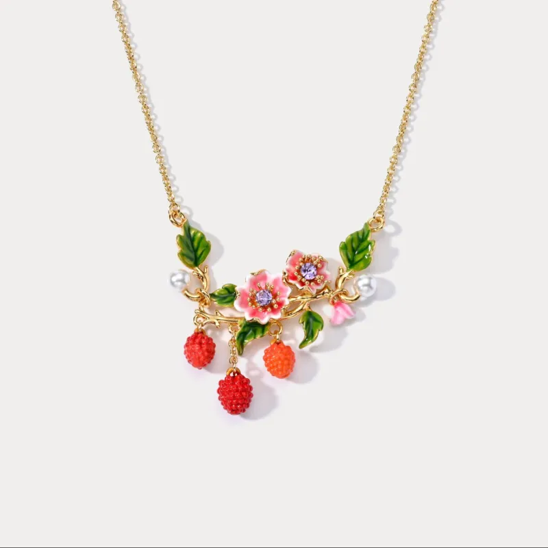 Raspberry Flower Necklace sold by Selenichast