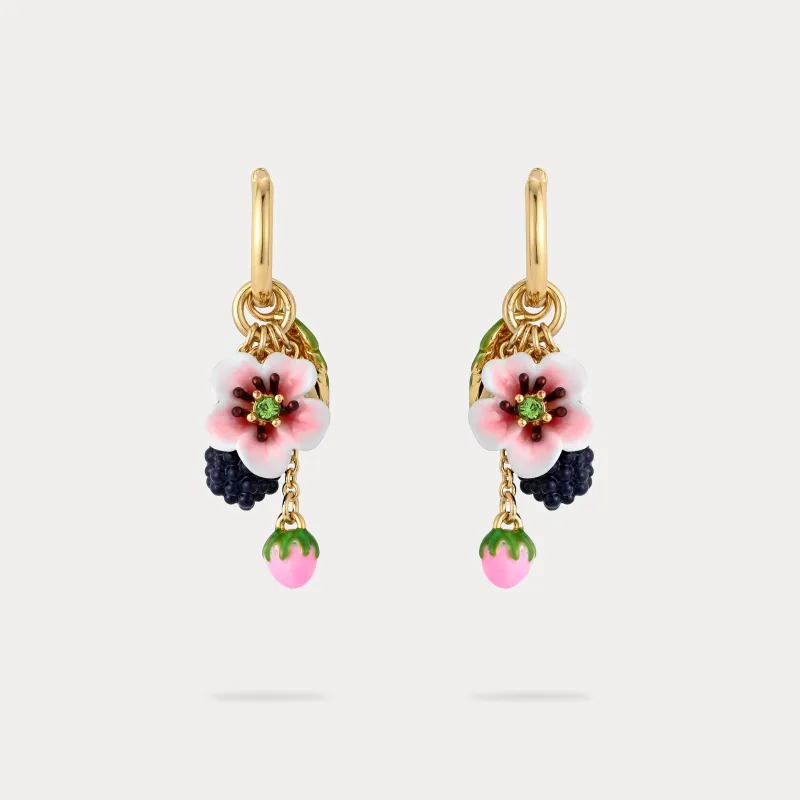 Blackberry Flower Enamel Earrings sold by Selenichast
