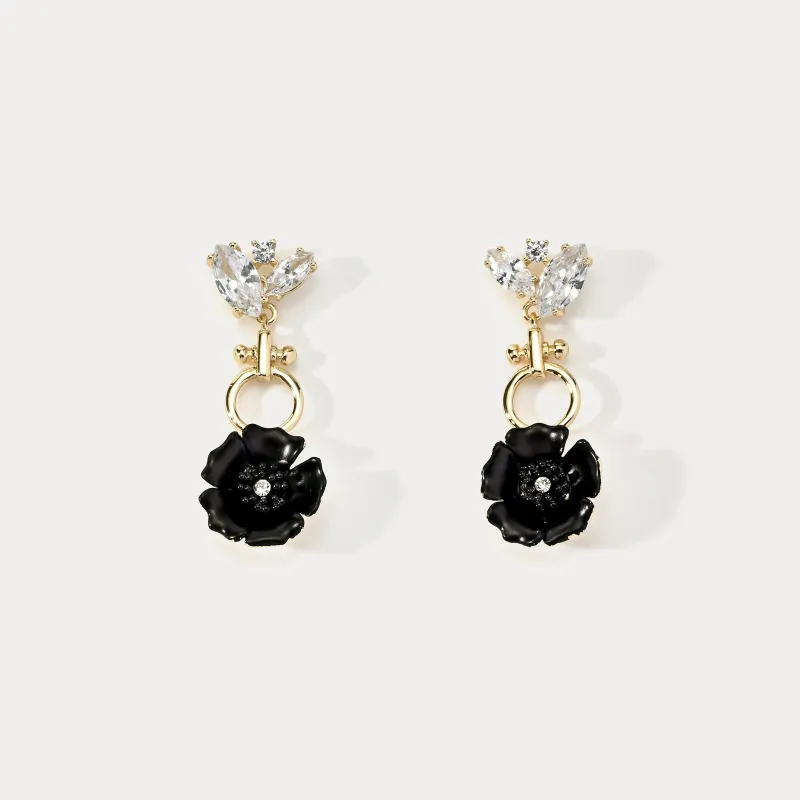 Black Flower Earrings sold by Selenichast