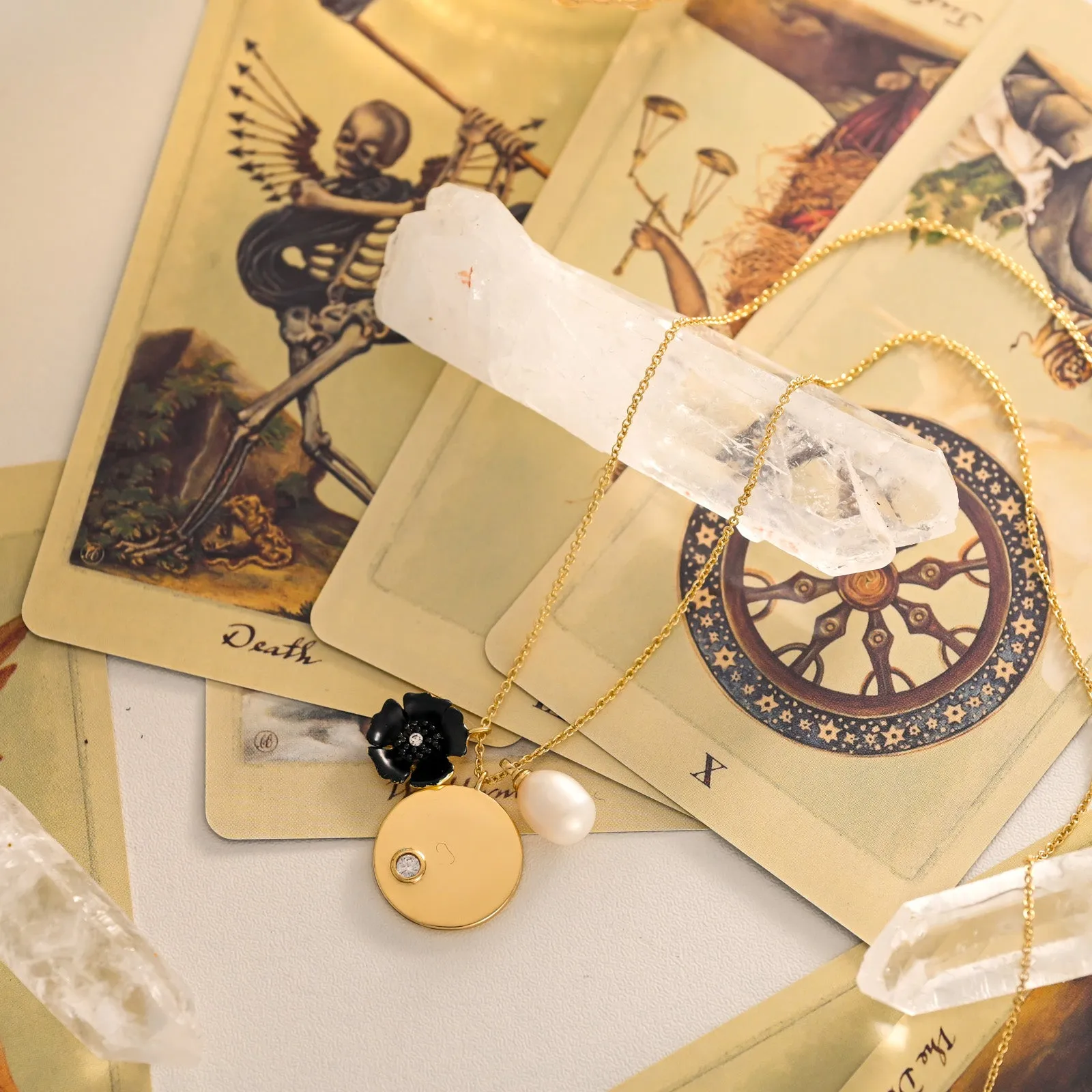 Black Flower Pearl Necklace sold by Selenichast product image thumbnail 2