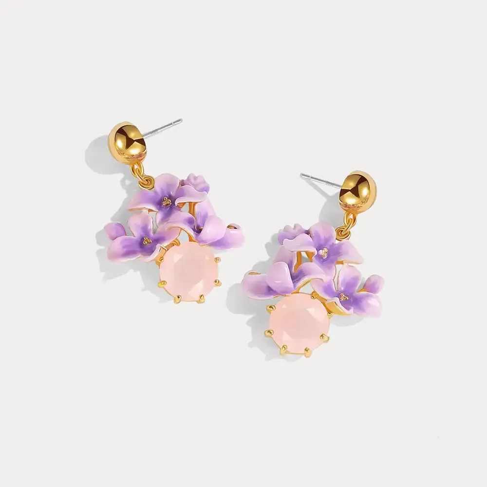 Early Lilac Pink Crystal Earrings sold by Selenichast product image thumbnail 5