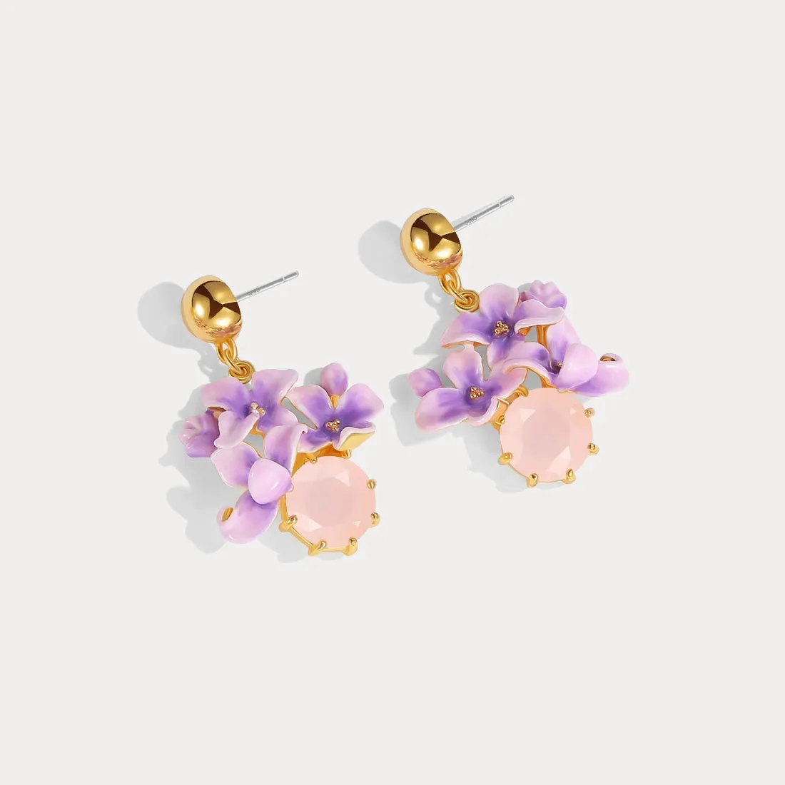 Early Lilac Pink Crystal Earrings sold by Selenichast product image thumbnail 4