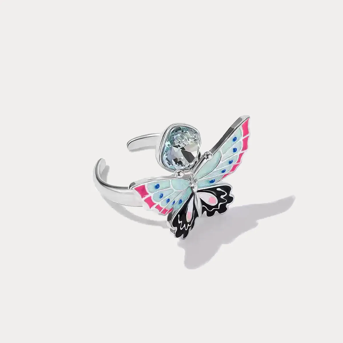 Silver Butterfly Crystal Ring sold by Selenichast product image thumbnail 5
