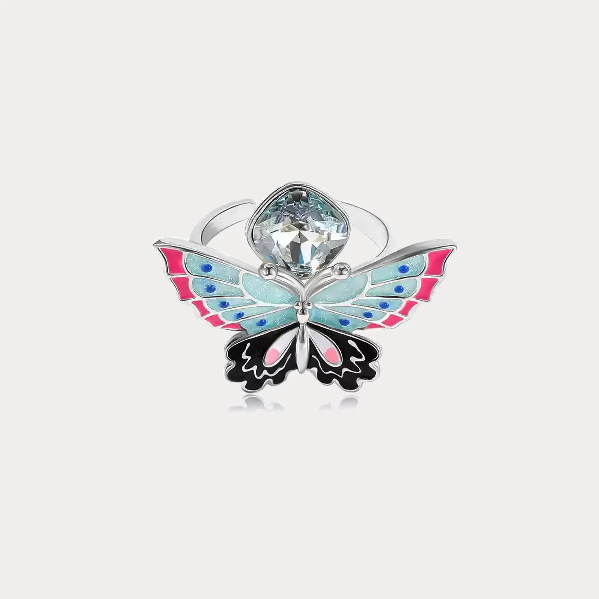 Silver Butterfly Crystal Ring sold by Selenichast