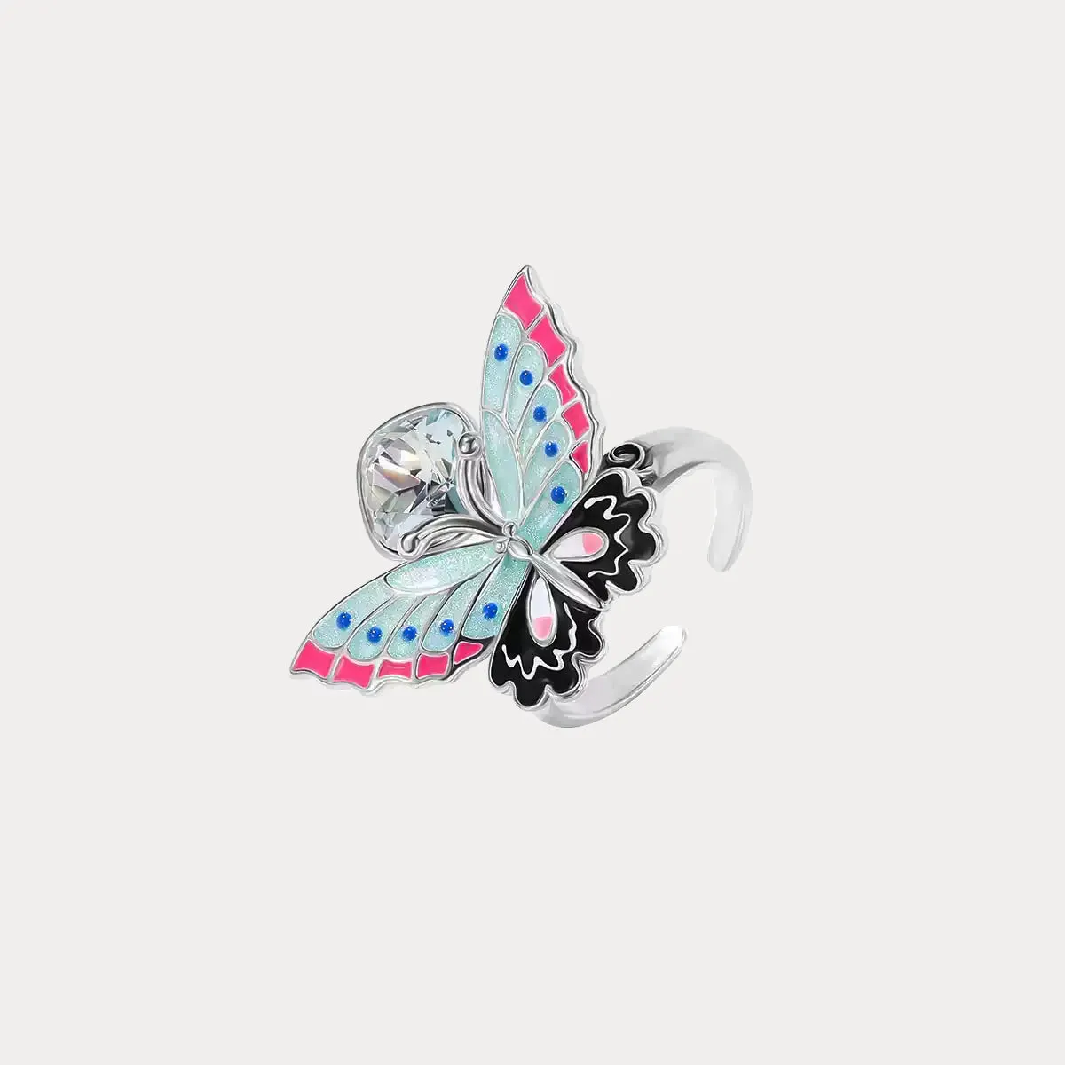 Silver Butterfly Crystal Ring sold by Selenichast product image thumbnail 4