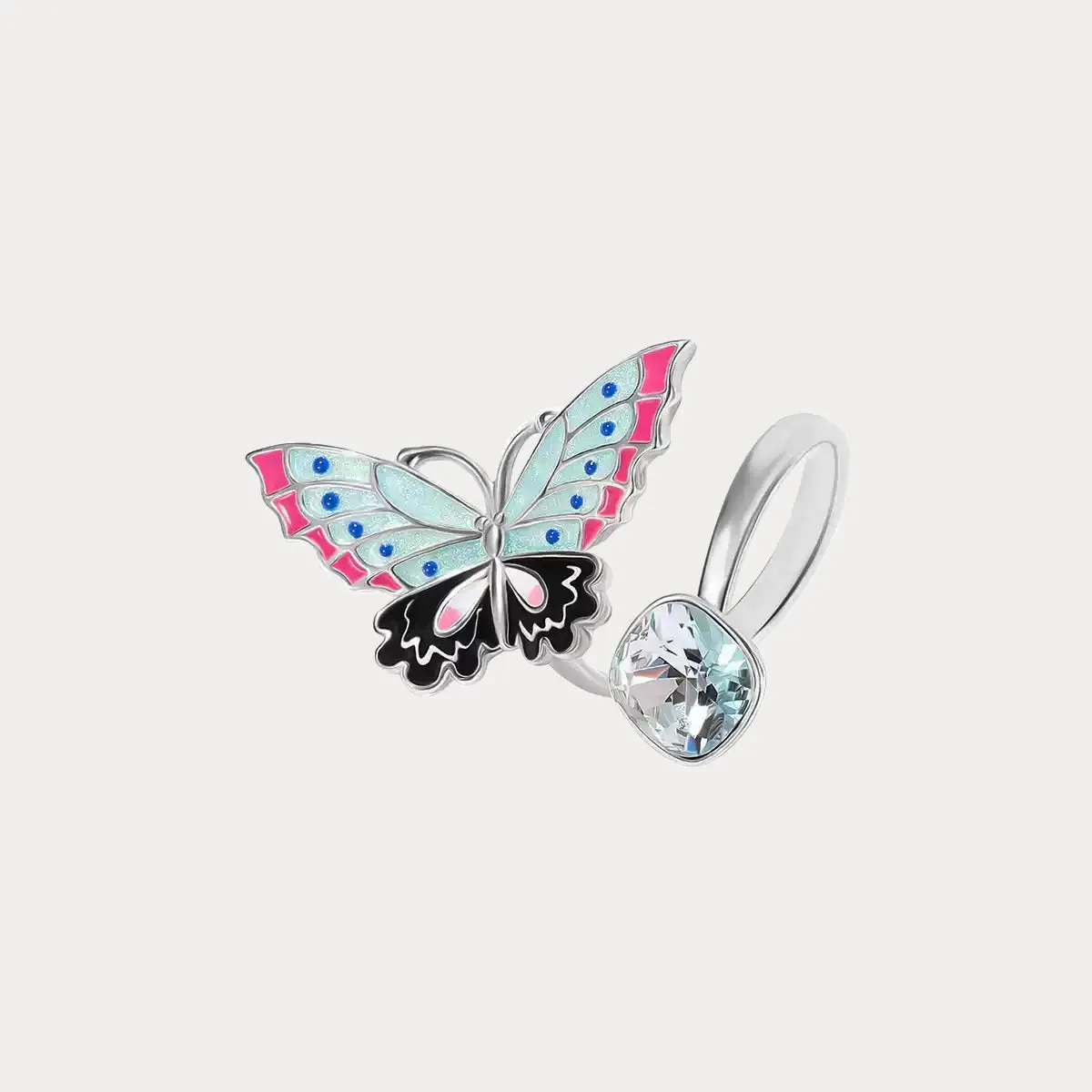 Silver Butterfly Enamel Ring sold by Selenichast product image thumbnail 5