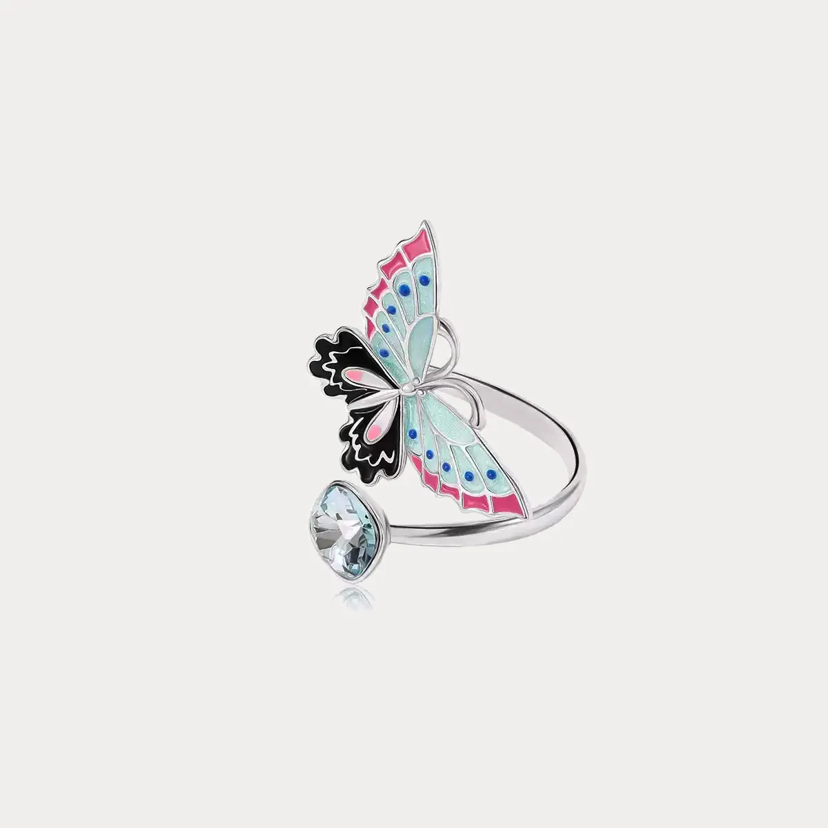 Silver Butterfly Enamel Ring sold by Selenichast