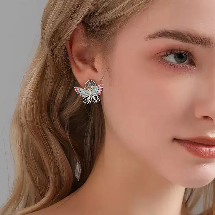 Silver Butterfly Crystal Earrings sold by Selenichast product image thumbnail 3
