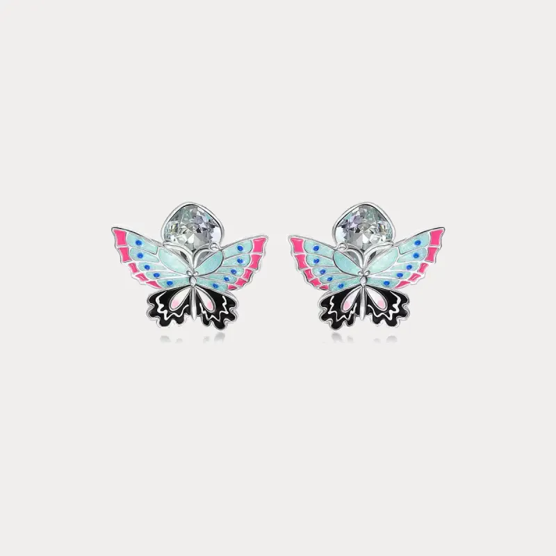 Silver Butterfly Crystal Earrings sold by Selenichast