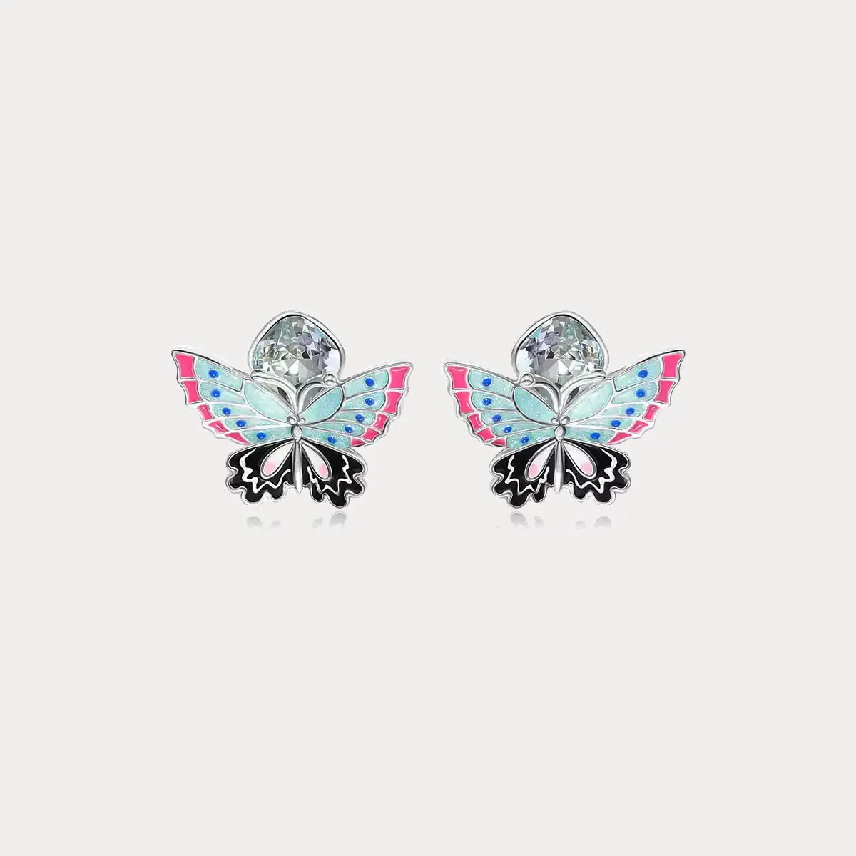 Silver Butterfly Crystal Earrings sold by Selenichast