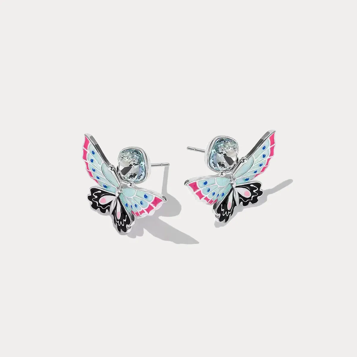 Silver Butterfly Crystal Earrings sold by Selenichast product image thumbnail 4