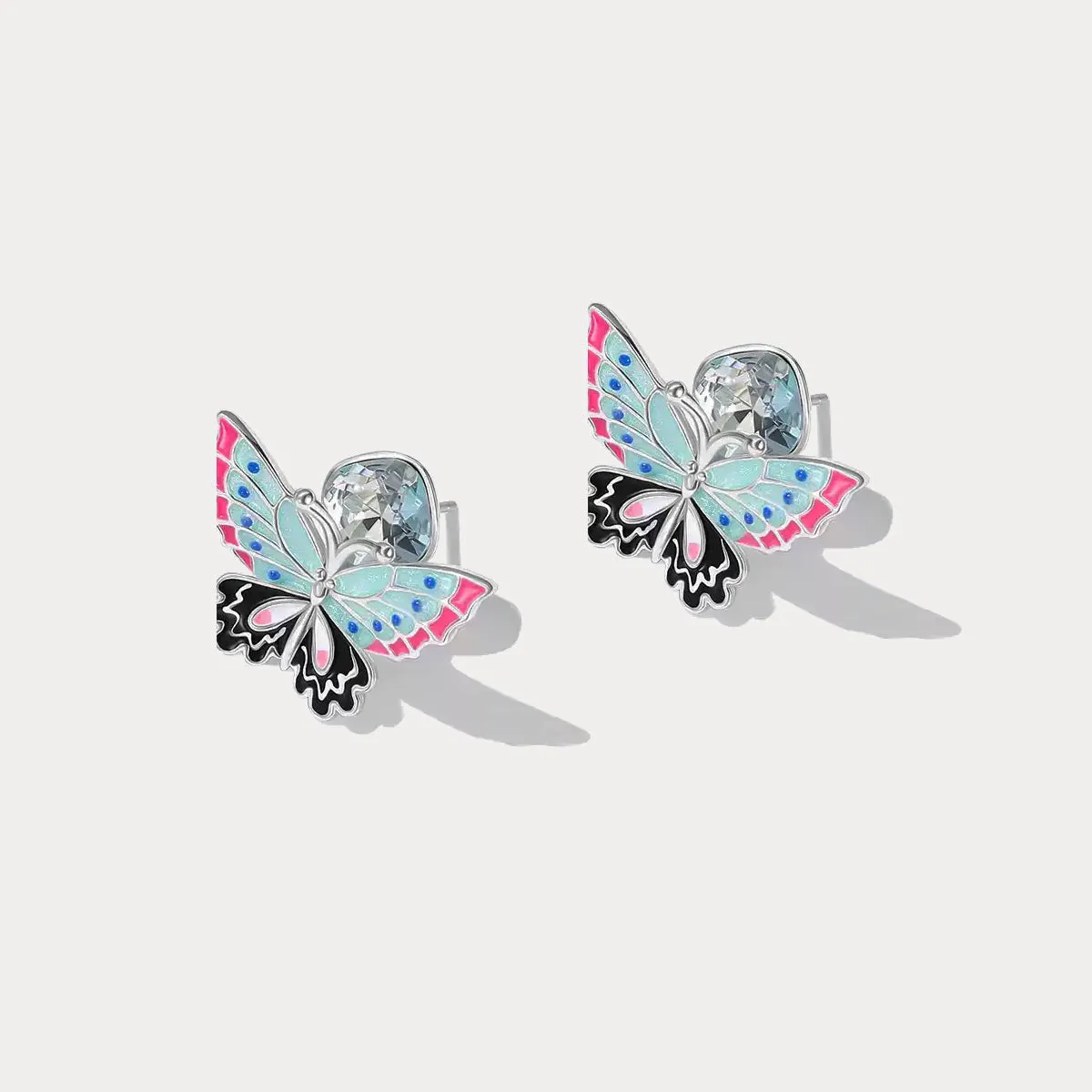 Silver Butterfly Crystal Earrings sold by Selenichast product image thumbnail 5