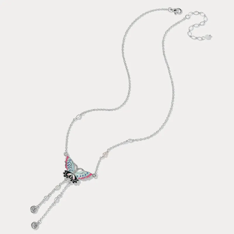 Silver Butterfly Enamel Necklace sold by Selenichast product image thumbnail 4