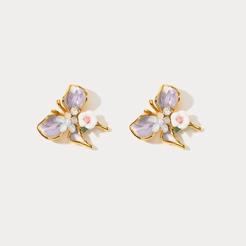 Oil Painting Butterfly Earrings sold by Selenichast