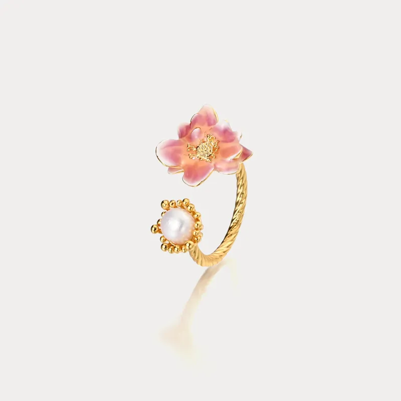 Flower Pearl Enamel Ring sold by Selenichast