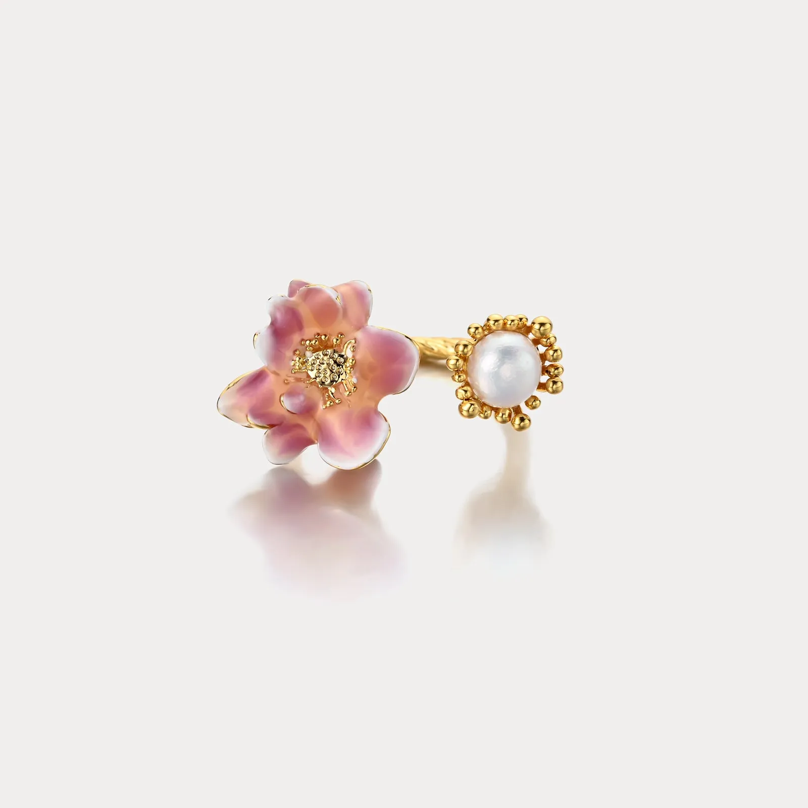 Flower Pearl Enamel Ring sold by Selenichast product image thumbnail 4