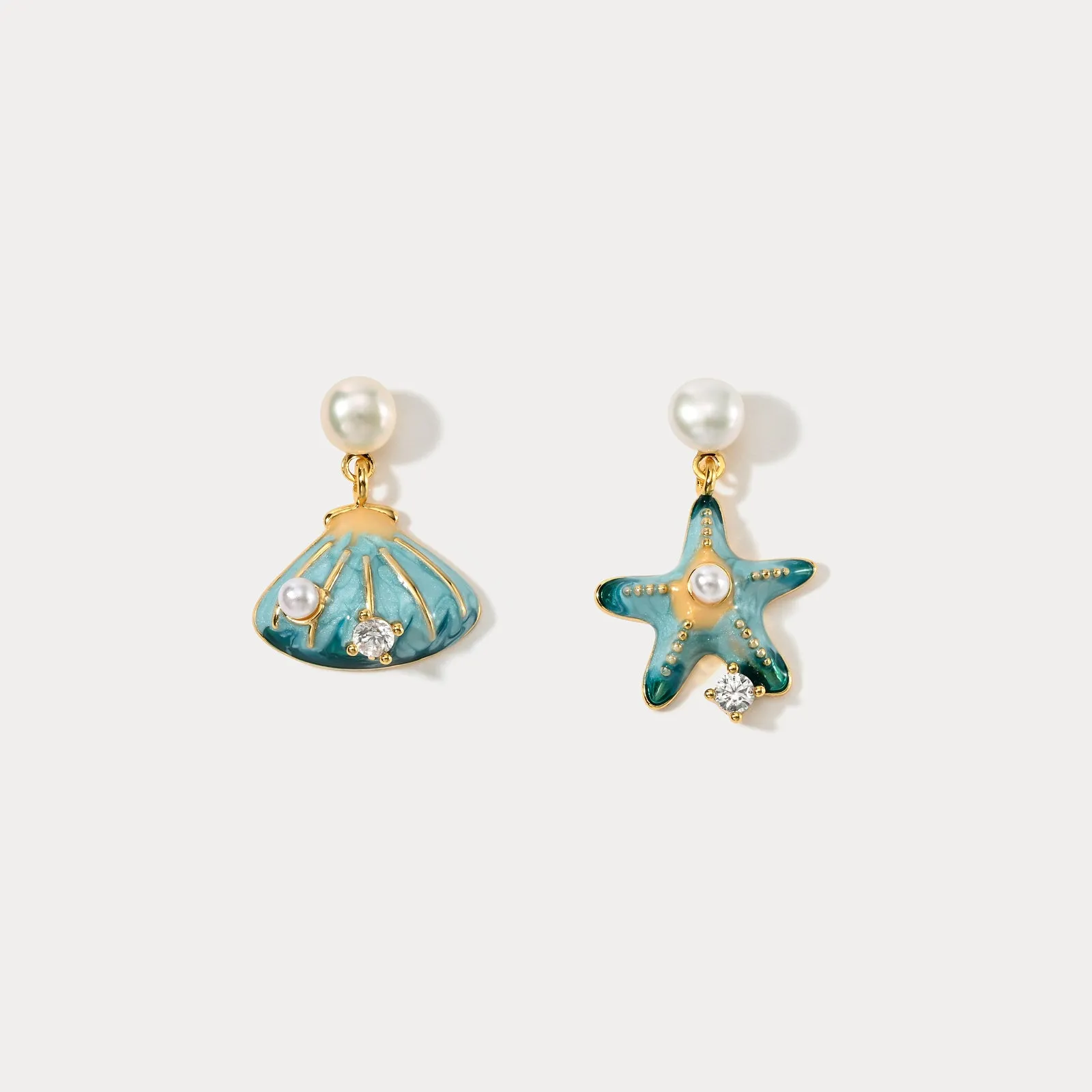 Starfish Shell Pearl Earrings sold by Selenichast