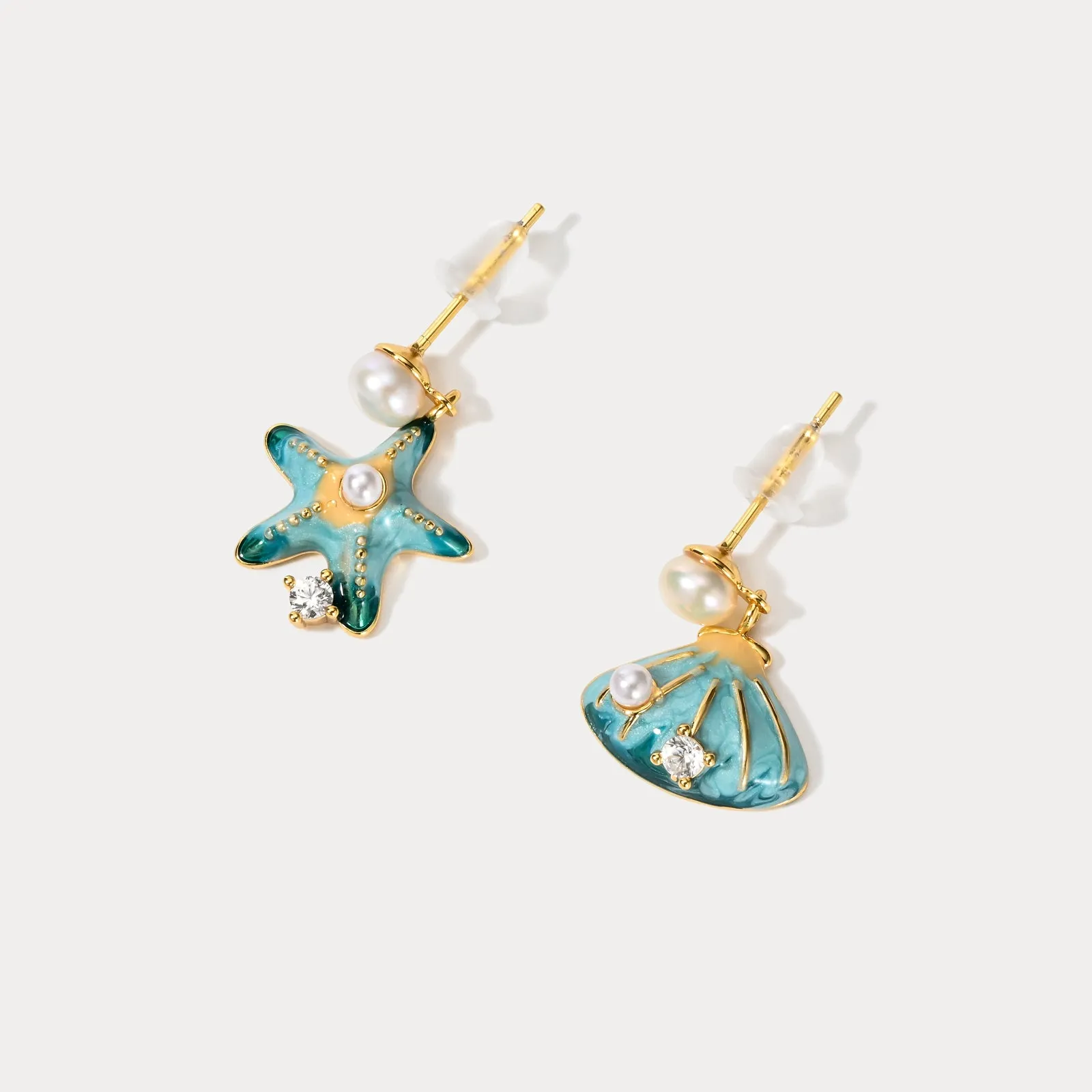 Starfish Shell Pearl Earrings sold by Selenichast product image thumbnail 4