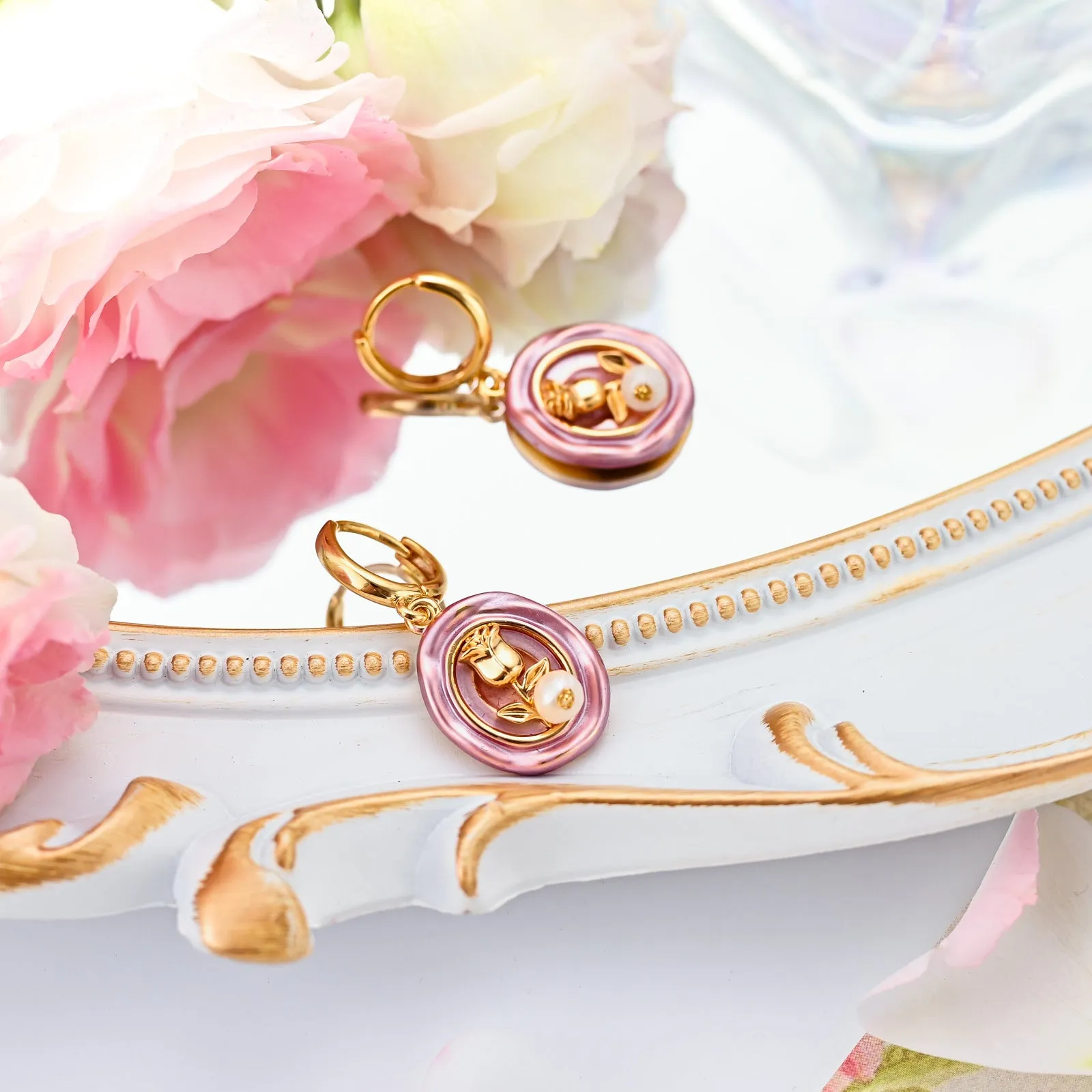 Rose Pearl Earrings sold by Selenichast product image thumbnail 3