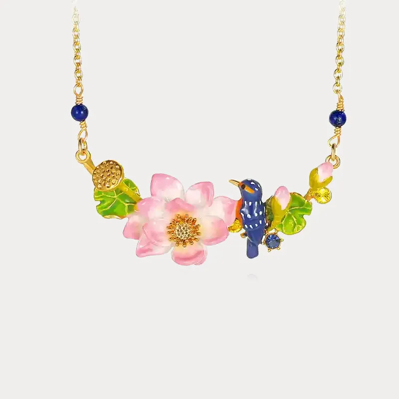 Lotus Kingfisher Necklace sold by Selenichast