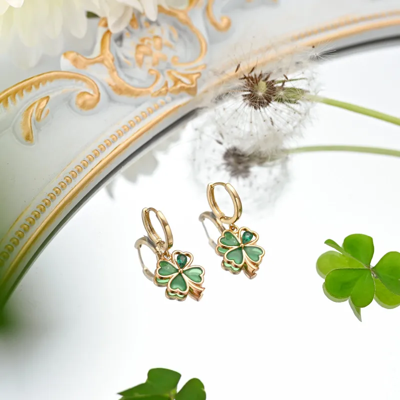 Four Leaf Clover Hoop Earrings sold by Selenichast